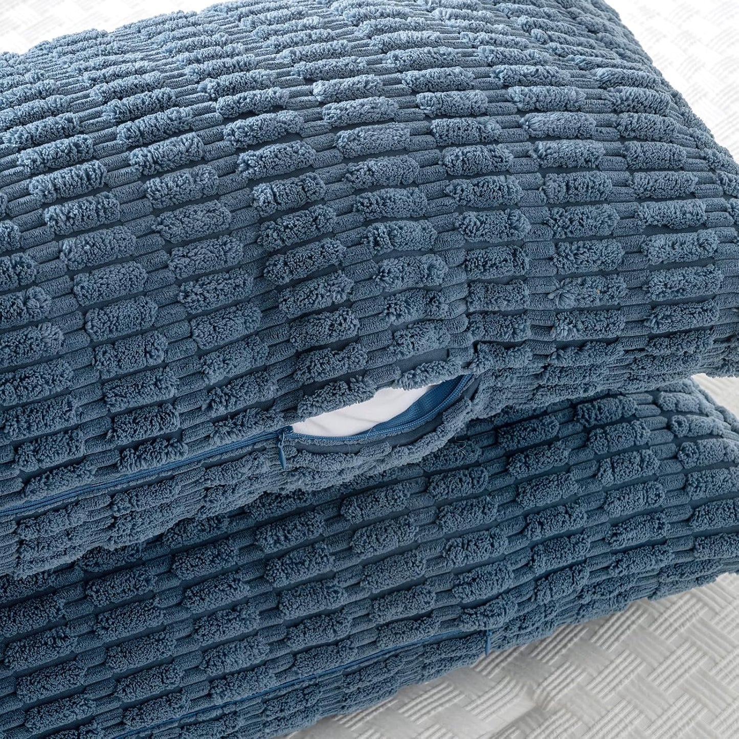 Fancy Homi Dusty Blue Long Body Lumbar Decorative Throw Pillow Covers 20x54 Inch for Bed Couch Bedroom Bench, Soft Corduroy Rectangle Solid Pillow Case, Rustic Farmhouse Boho Room Decor