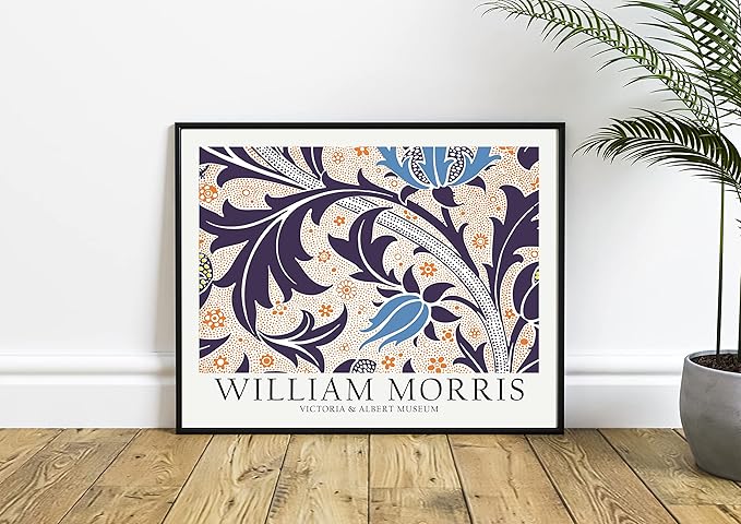 William Morris Eclectic Wall Art Poster Prints, Famous Artist Patterns, Vintage Flowers Decor Artwork, Tapestry Historic Cultural Illustrations Fine Art, Colorful for Living Room, Bedroom, Office,
