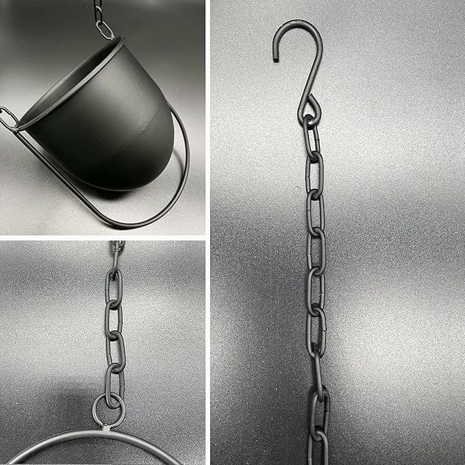 Metal Hanging Planters, 2pcs Black Hanging Planters for Indoor & Outdoor Plants, No Plant incld