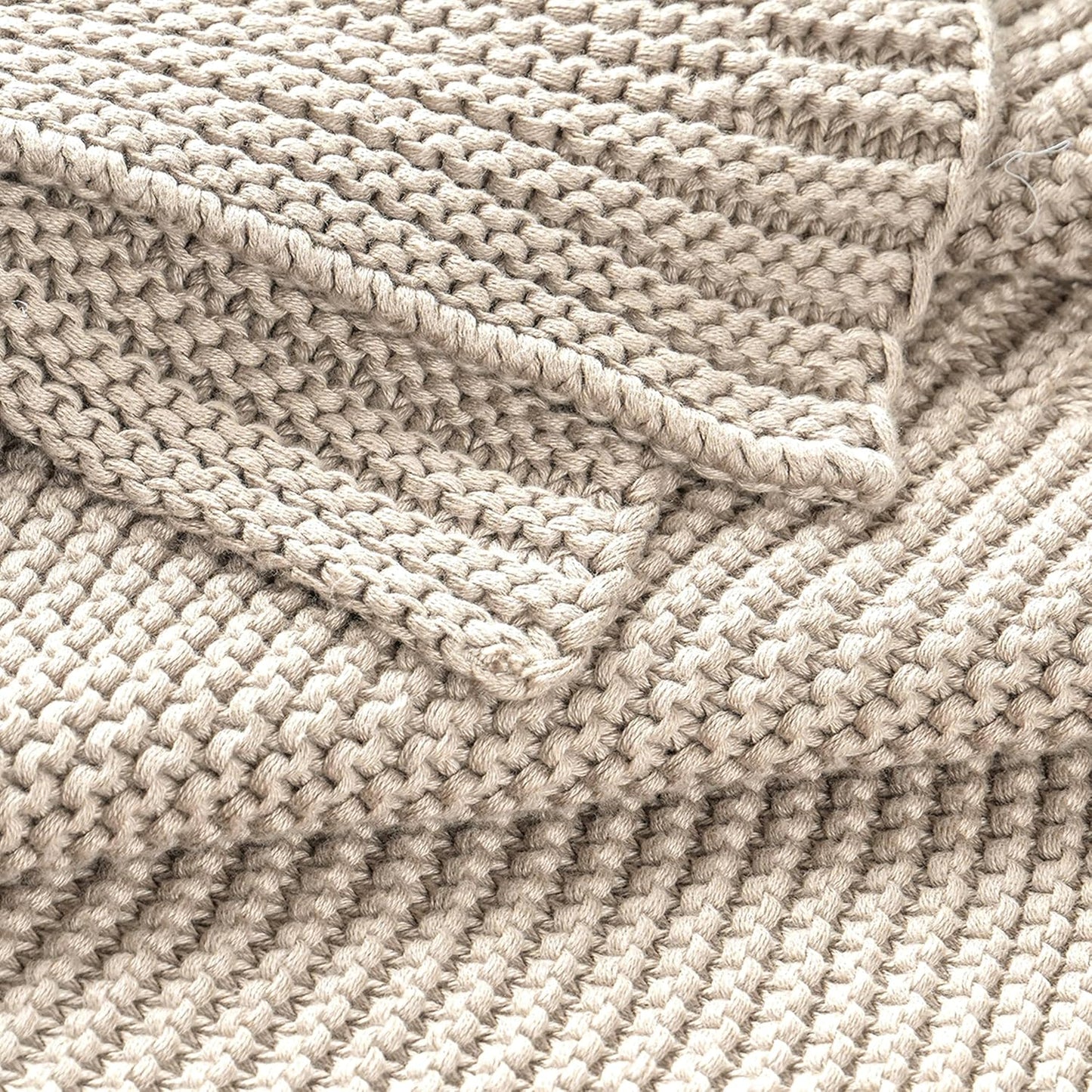 MakeMake Organics Organic Cotton Throw Blanket GOTS Certified Organic Knit Blanket Couch Bed Neutral Fall Colors Soft Cotton Throw Blanket Large (50x60, Beige)