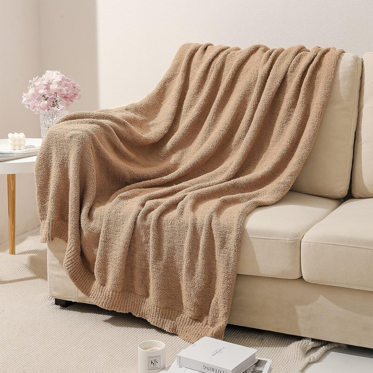 bearberry Super Soft Fluffy Throw Blanket Lightweight Cozy Warm Throw Blankets for Couch Bed Sofa All Season (Camel, 50”x60”)