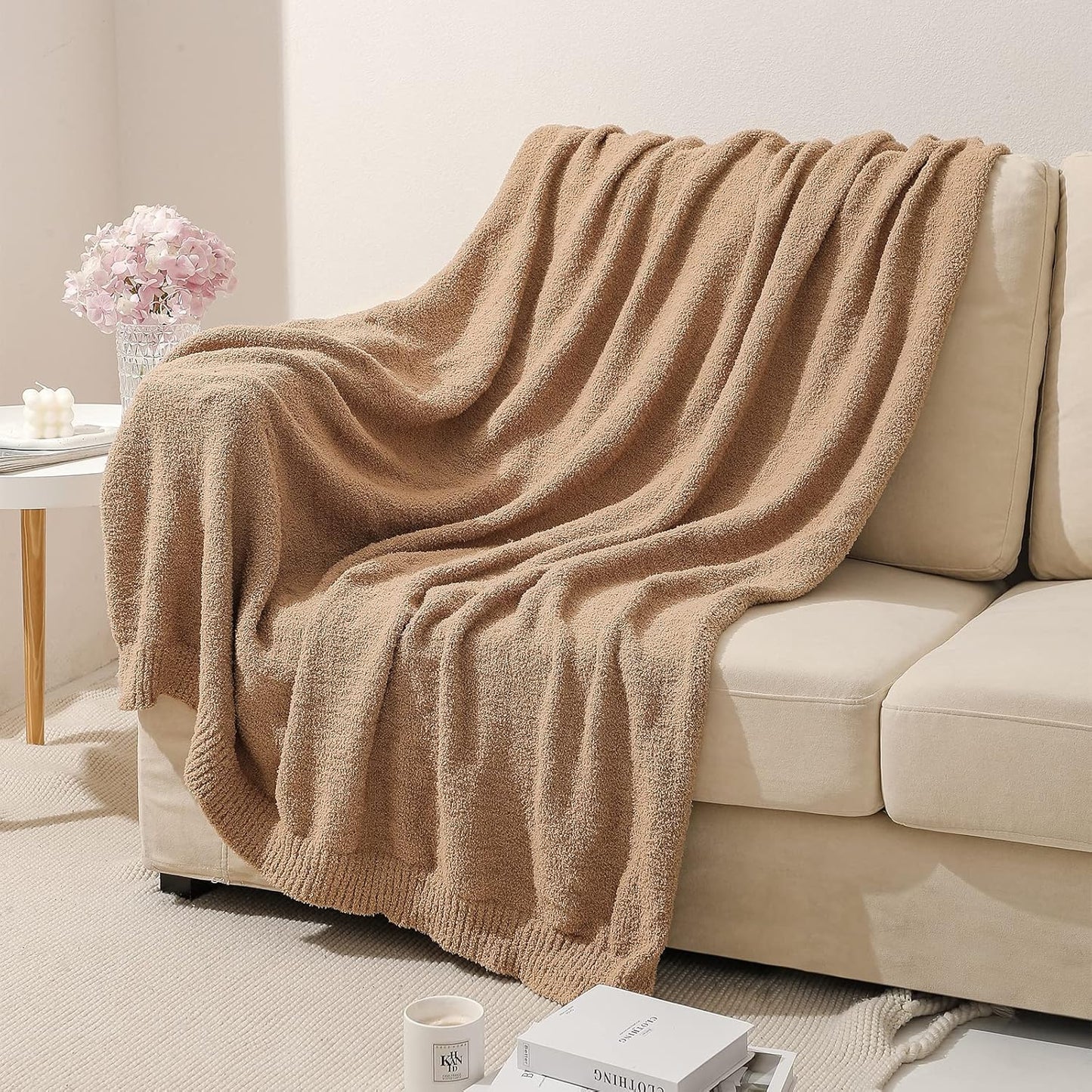 bearberry Super Soft Fluffy Throw Blanket Lightweight Cozy Warm Bed Blankets for Couch Sofa Bed All Season (Camel, 60”x80”)
