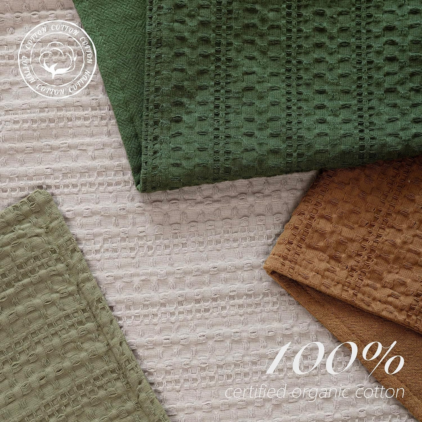 Foindtower Set of 2 Decorative Cotton Waffle Weave Lumbar Throw Pillow Covers Euro Shams Cushion Covers Accent European Pillowcase for Bed Couch Bedroom Living Room Home Decor 12×20 Inch Dark Green