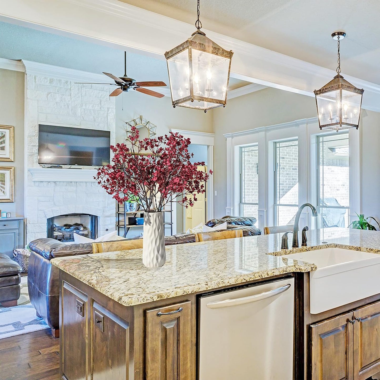 Mandy's Burgundy Artificial Baby’s Breath Flowers 15 Bundles Silk Gypsophila with Bendable Stems for Fall Centerpiece Wedding Decor and Table Arrangements