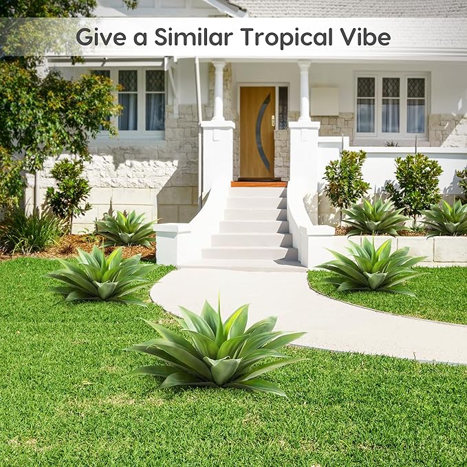 Velener Artificial Plant Outdoor Agave - Large Size UV Resistant Fake Agave Plants for Indoor and Outdoor Succulents Decor(28 Inch)