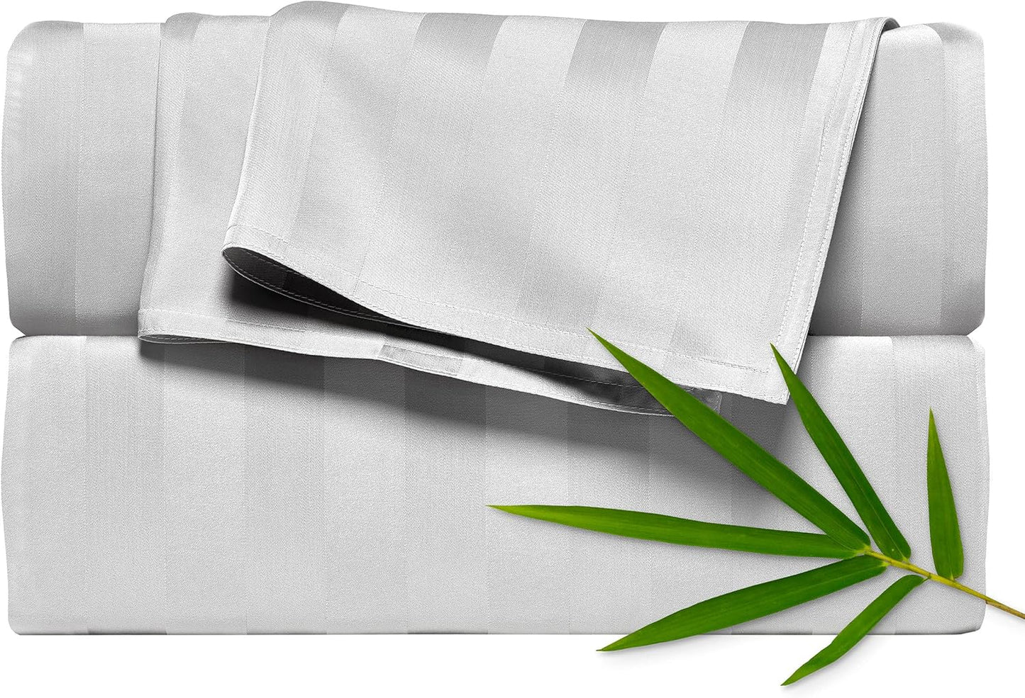 Full Sheets by Pure Bamboo, Genuine 100% Organic Viscose Derived from Bamboo Bed Sheet Set, Luxuriously Soft & Cooling, Double Stitching, Lifetime Quality Promise (Full, Jacquard White)