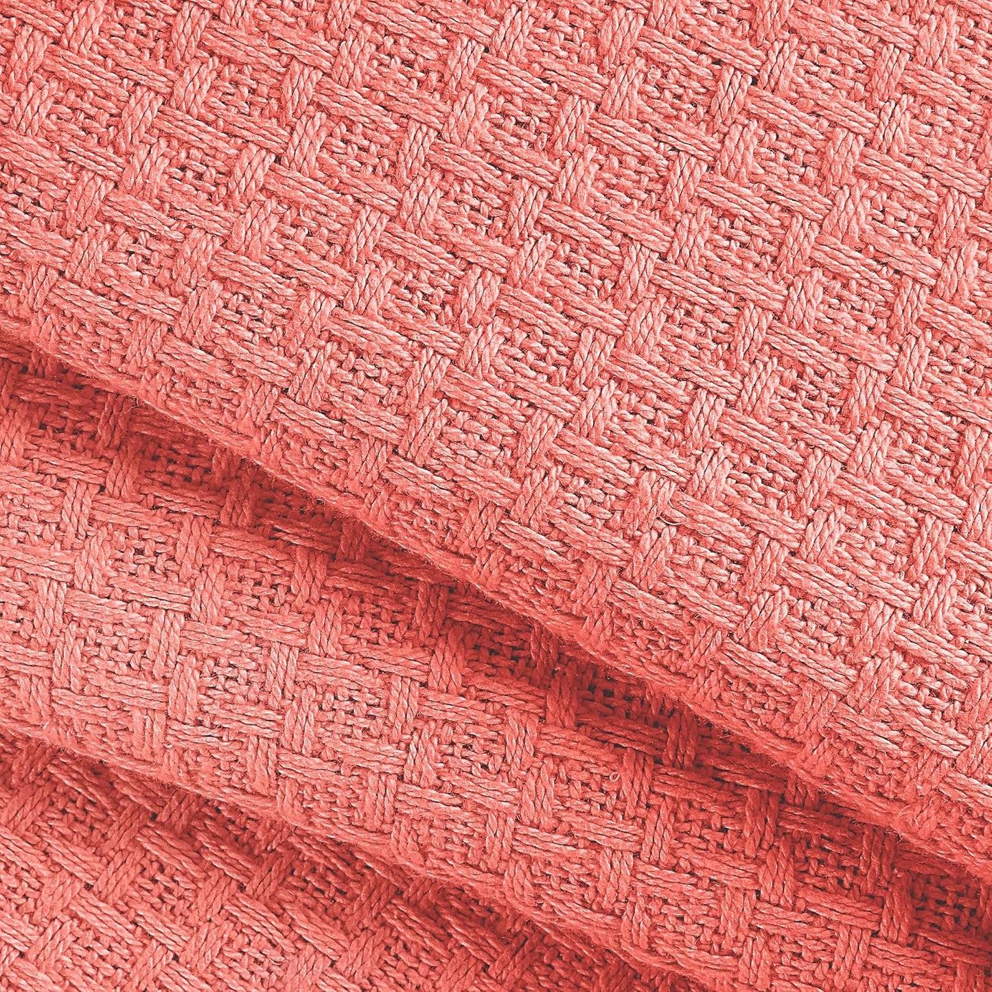 BELIZZI HOME 100% Cotton Bed Blanket, Breathable Bed Blanket King Size, Cotton Thermal Blankets King, Perfect for Layering Any Bed for All Season, Coral