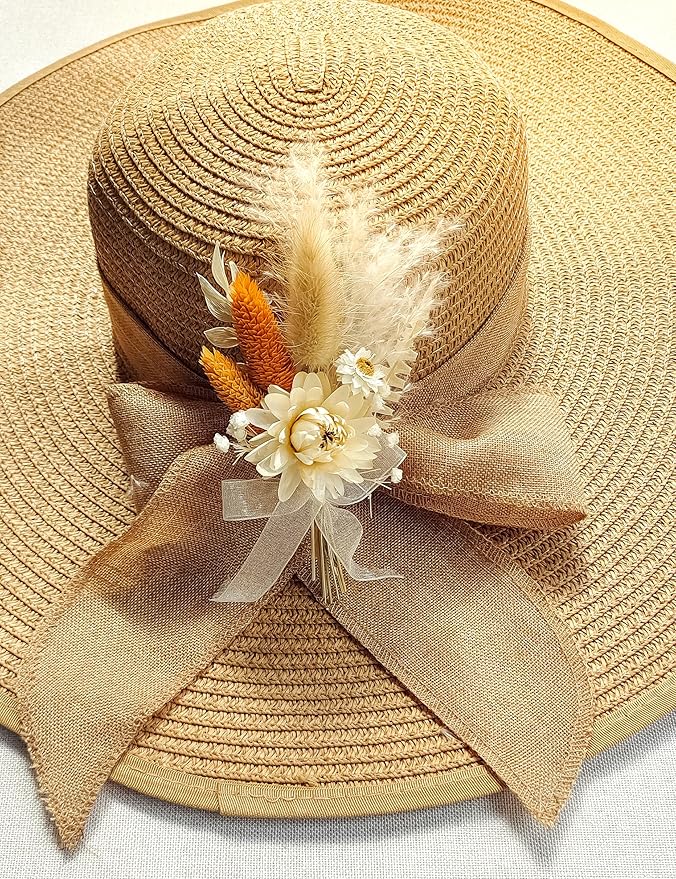 xin's convey Mini Dried Flowert Set (Pack of 6), Orange Small Bouquet, Pampas Small Bouquet, Party Plate Decoration, Bridesmaid Flower Girl Proposal Box, Birthday Cake Decoration. (Terracotta)