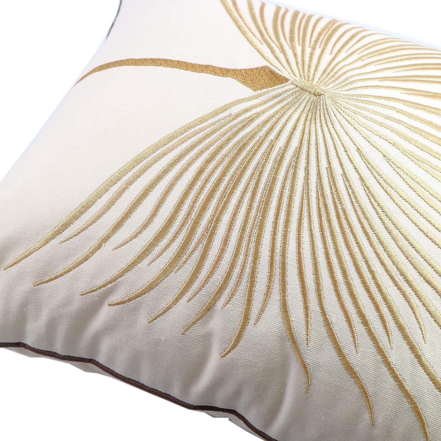 Embroidery Throw Pillow Covers 18x18 Home Decor Fine Thread Dandelion Flower Pillow Cover for Couch Bedroom Chair 100% Cotton Canvas Floral Cushion Cover 45x45cm, Beige Pack of 2