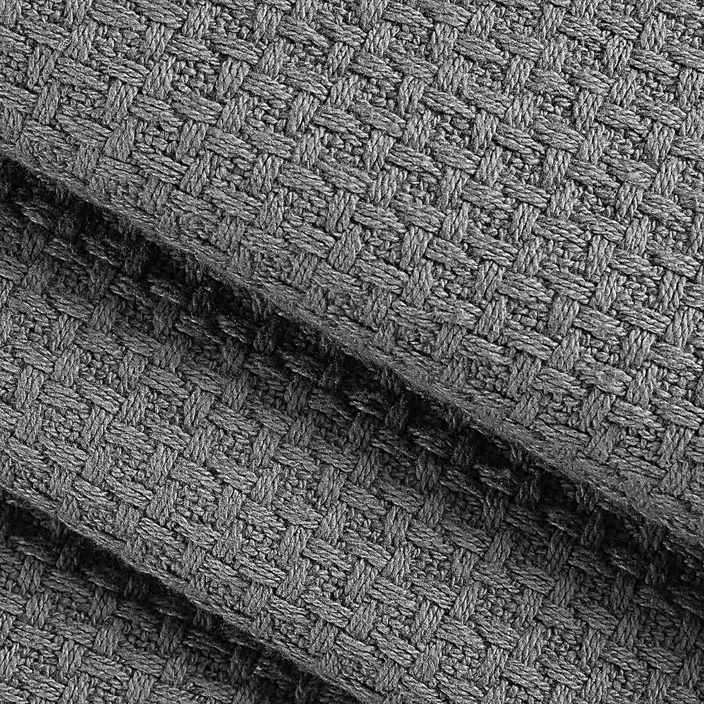 BELIZZI HOME 100% Cotton Bed Blanket, Breathable Bed Blanket Full Queen Size, Cotton Thermal Blankets Full Queen, Perfect for Layering Any Bed for All Season, Charcoal Grey