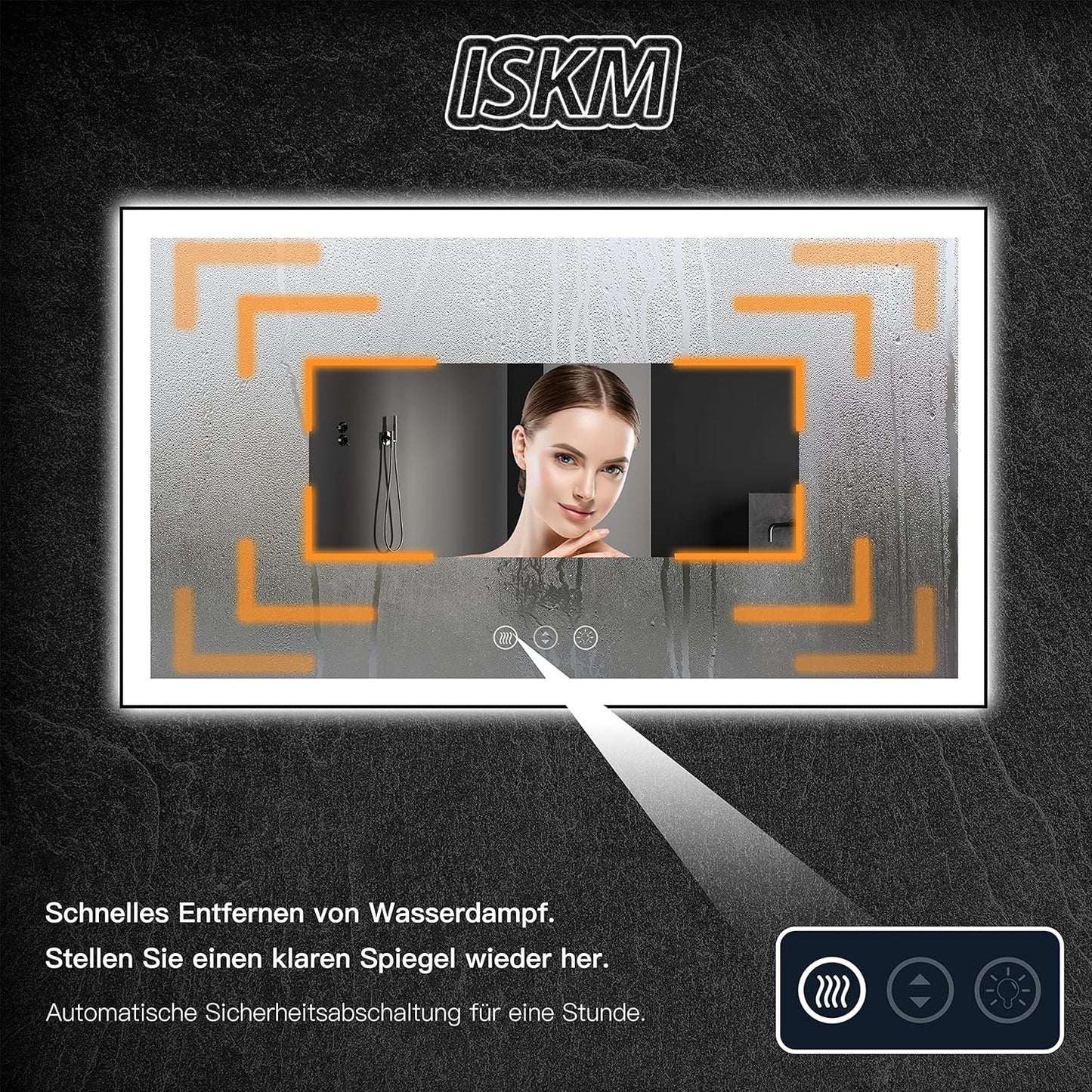 ISKM Framed LED Mirror for Bathroom 20"x28", Dimmable LED Bathroom Mirror with Lights, Anti-Fog, Front and Backlit Lighted Mirror 3-Colors, Shatterproof, Memory Function